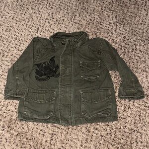 Children's Green Denim Jacket with Embroidered Design